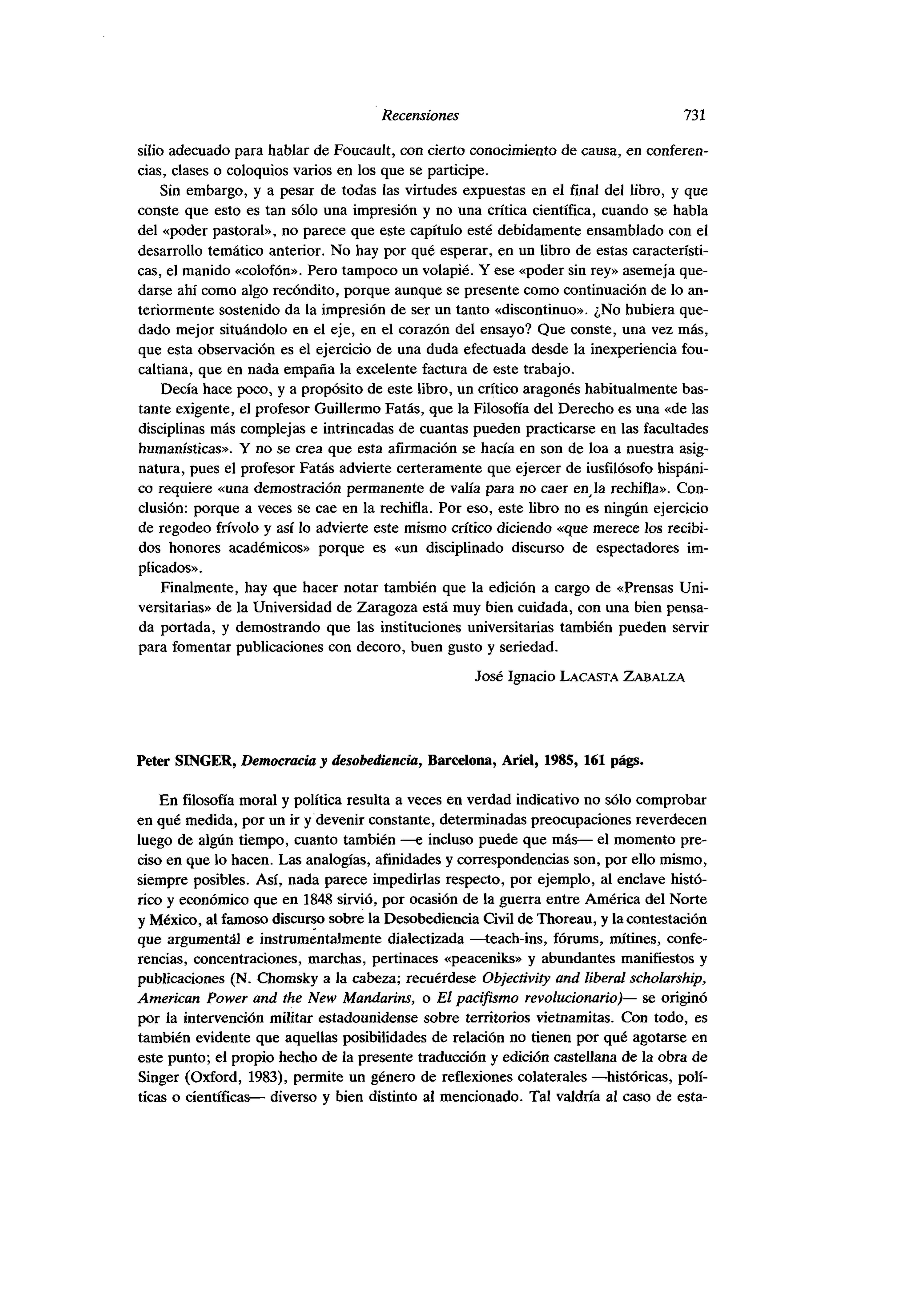 PETER SINGER, Democracia y desobediencia