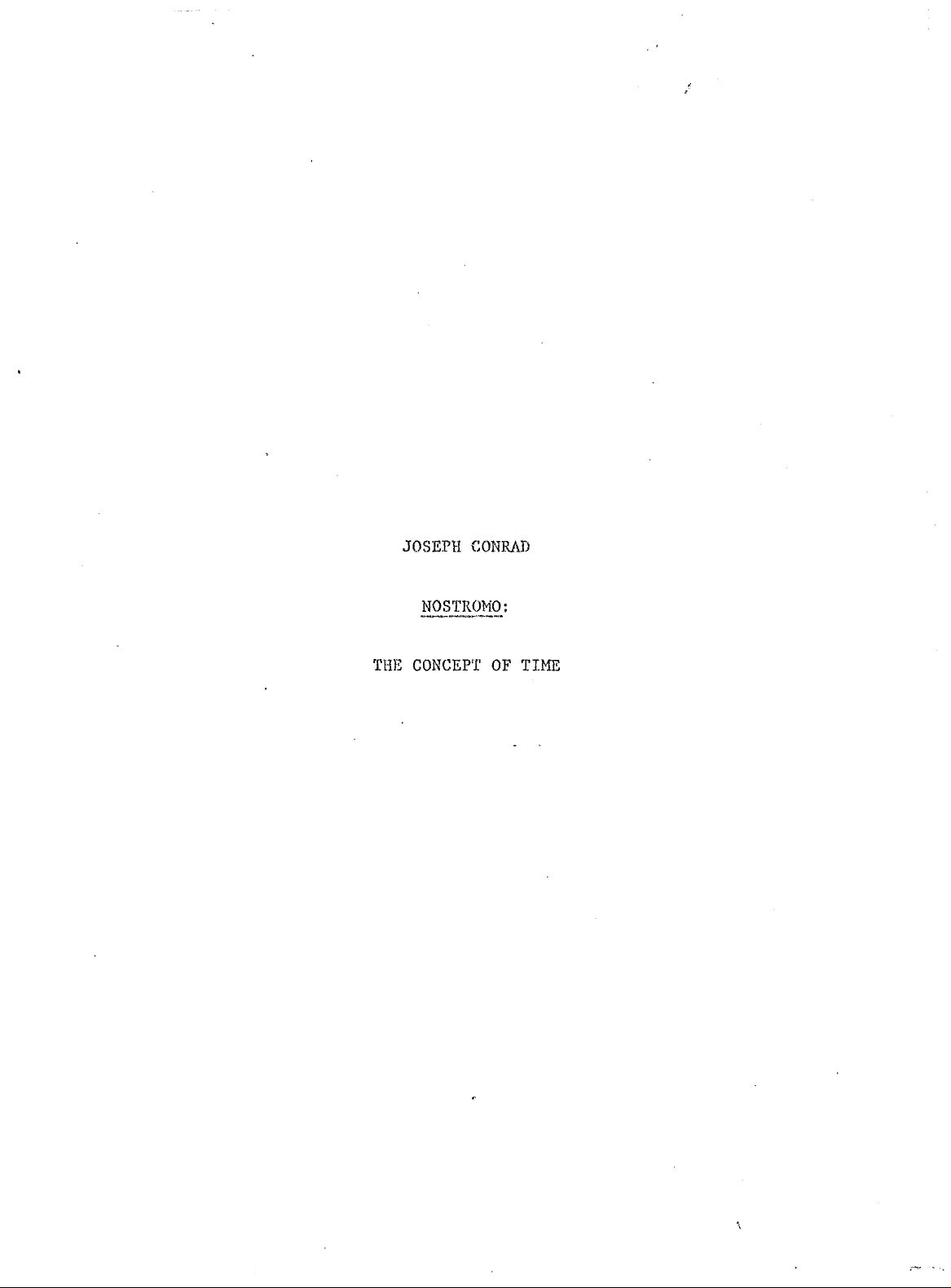 Joseph Conrad's Nostromo: The Concept of Time