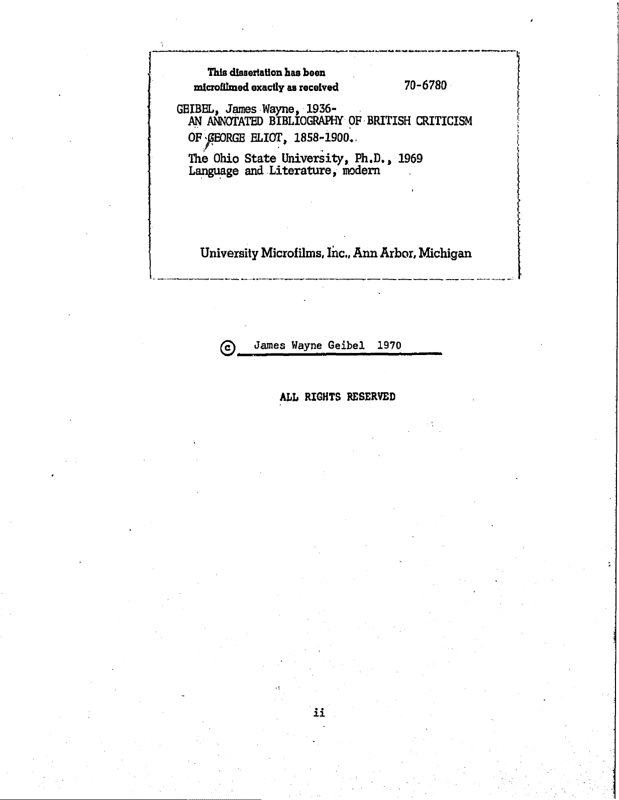 An annotated bibliography of British criticism of George Eliot, 1858-1900 /