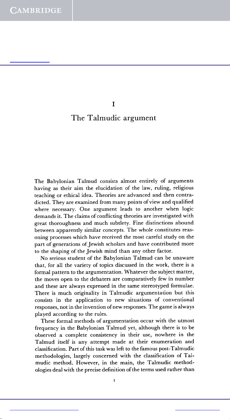 The Talmudic Argument: A Study in Talmudic Reasoning and Methodology