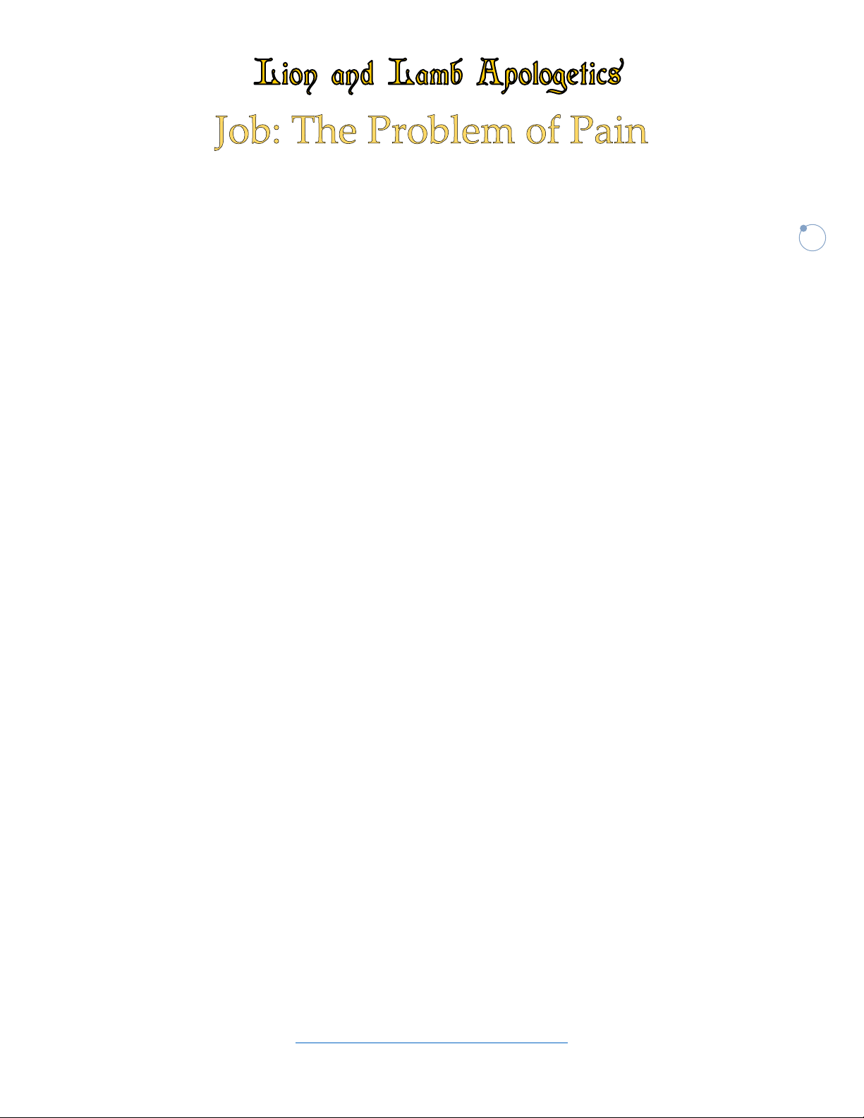 Job: The Problem of Pain