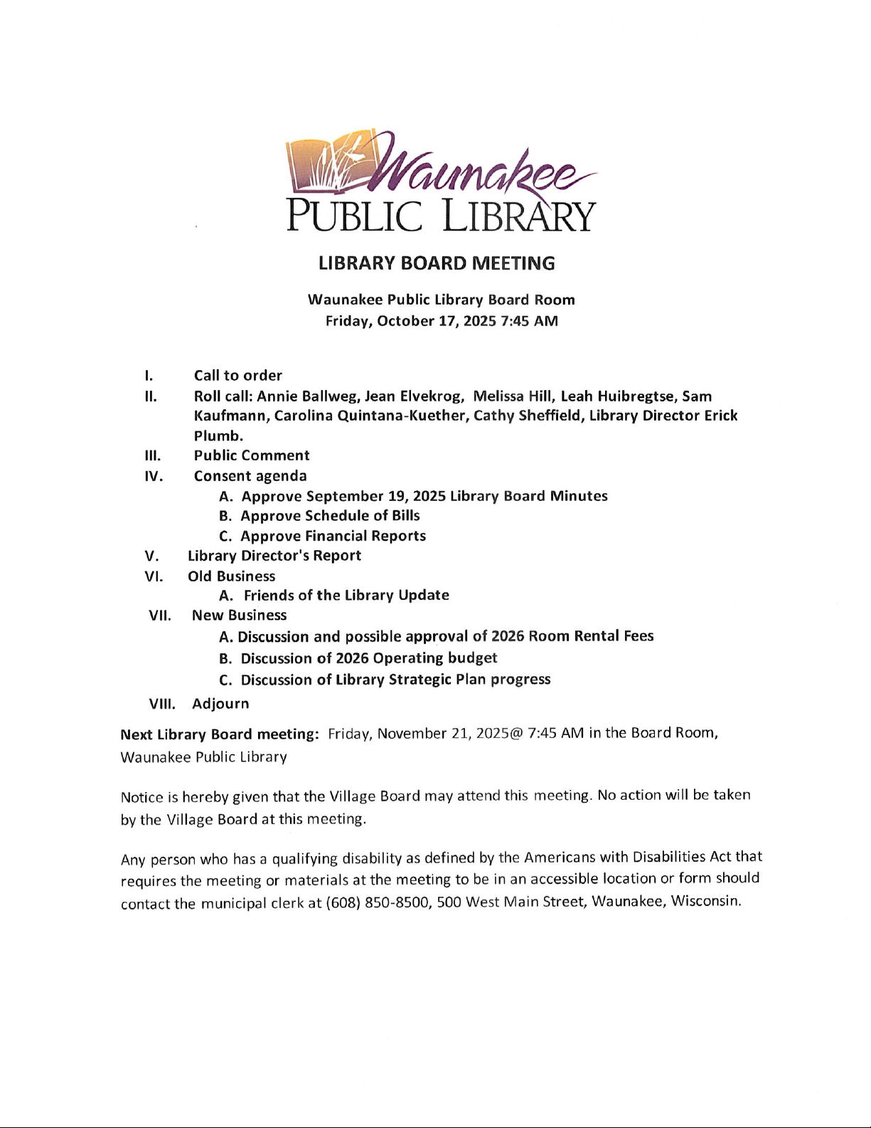 Library Board Meeting