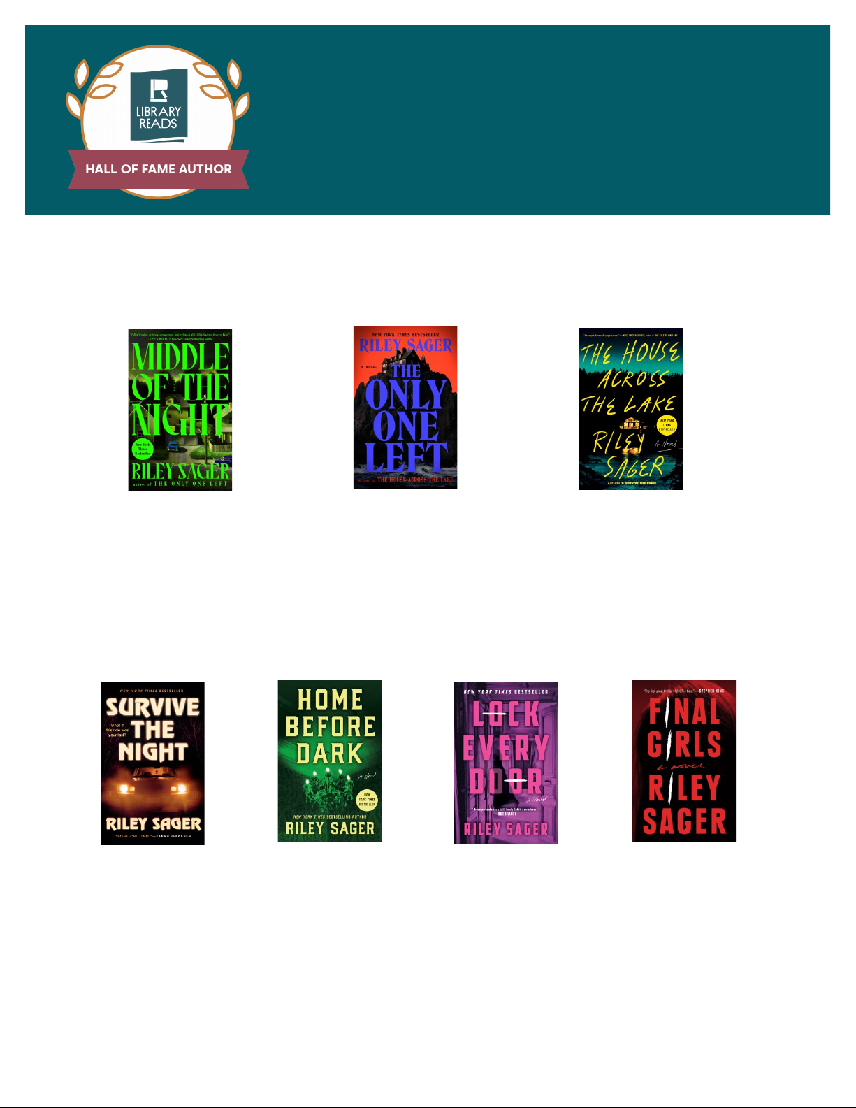 RILEY SAGER HALL OF FAME TITLES