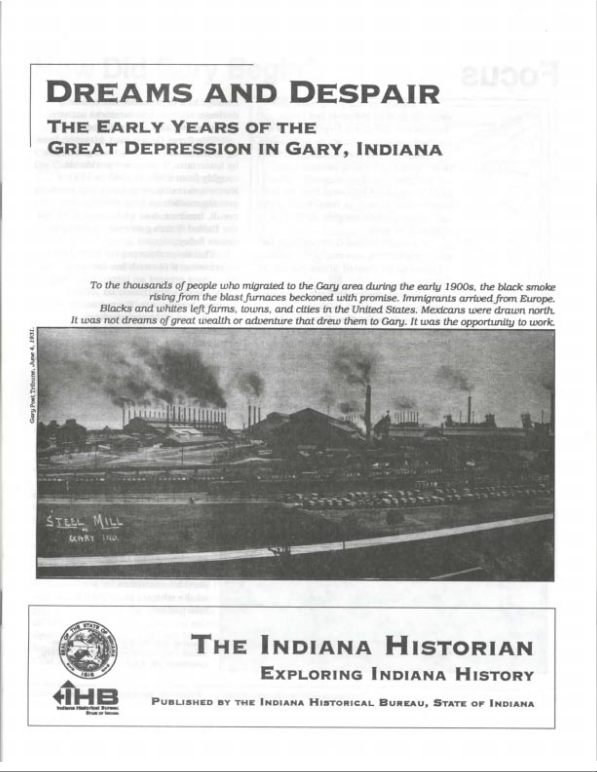 Dreams and Despair: The Early Years of the Great Depression in Gary, Indiana