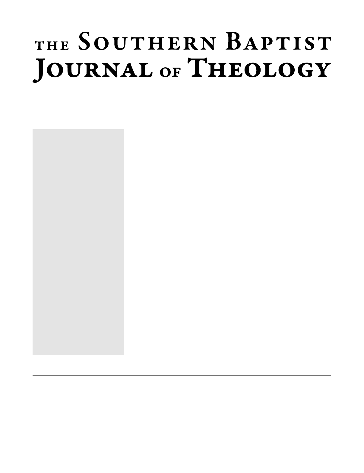 The Southern Baptist Journal of Theology