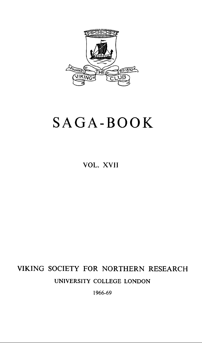 SAGA-BOOK OF THE VIKING SOCIETY