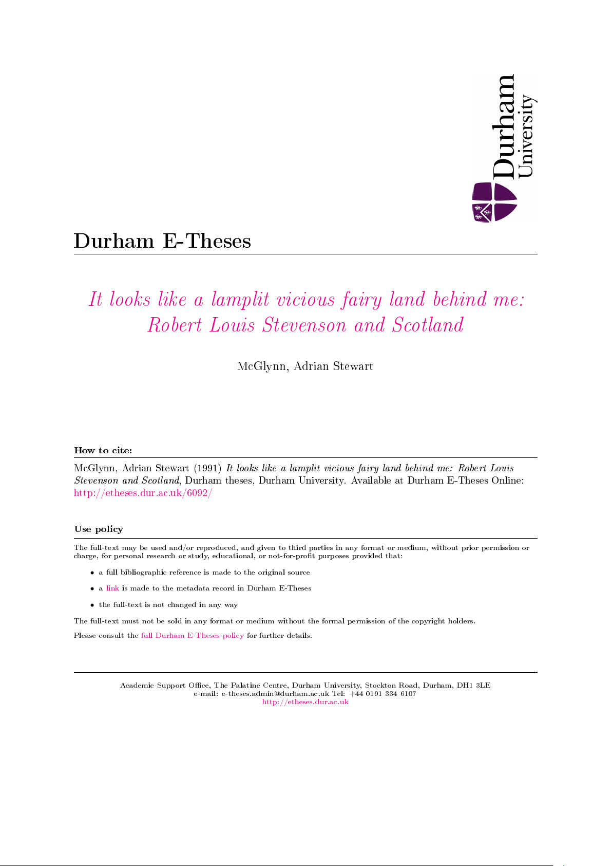 It looks like a lamplit vicious fairy land behind me: Robert Louis Stevenson and Scotland