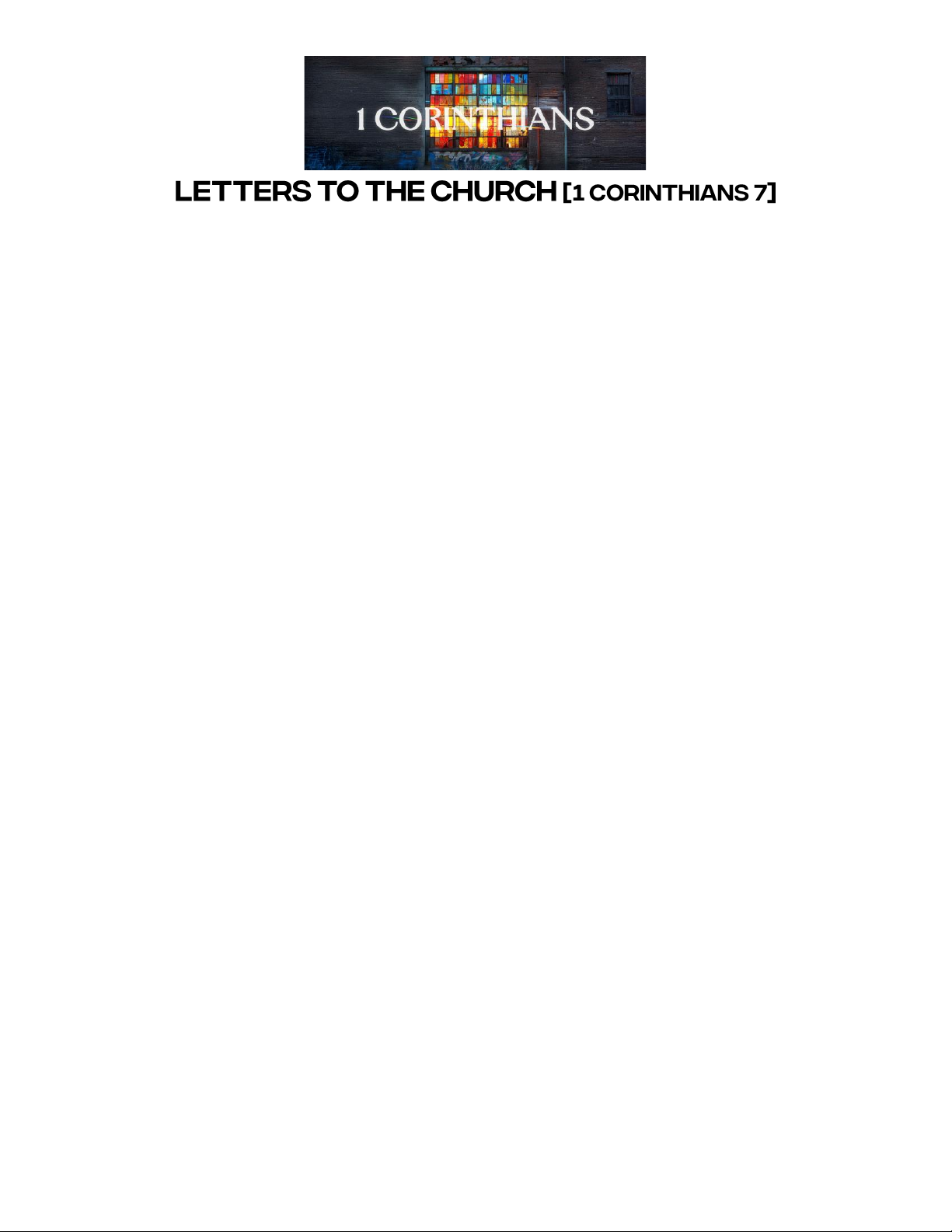 LETTERS TO THE CHURCH [1 CORINTHIANS 7]