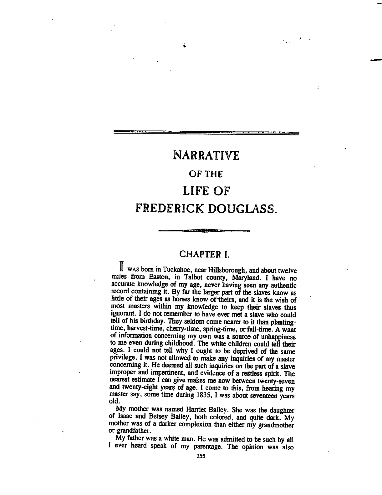 NARRATIVE OF THE LIFE OF FREDERICK DOUGLASS