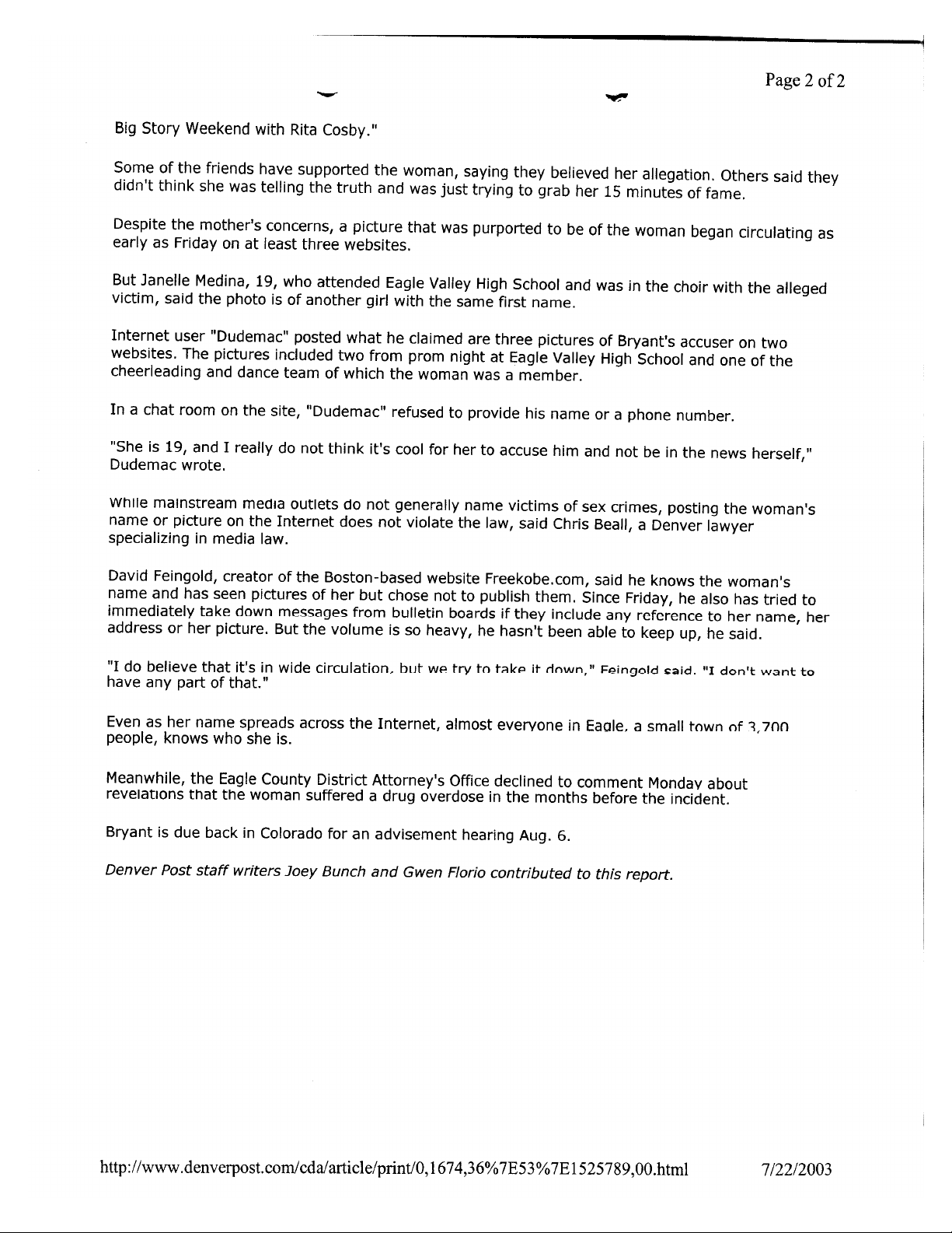 Bryant is accused by spa employee
