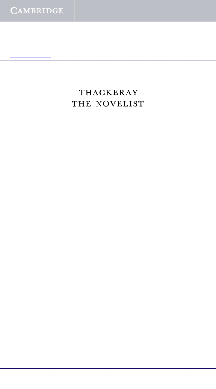 Thackeray the Novelist