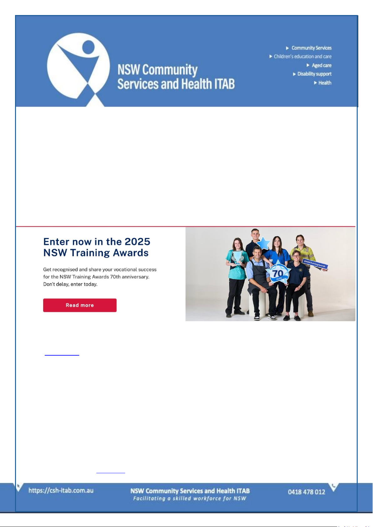 Welcome to the NSW CS&H ITAB February enews