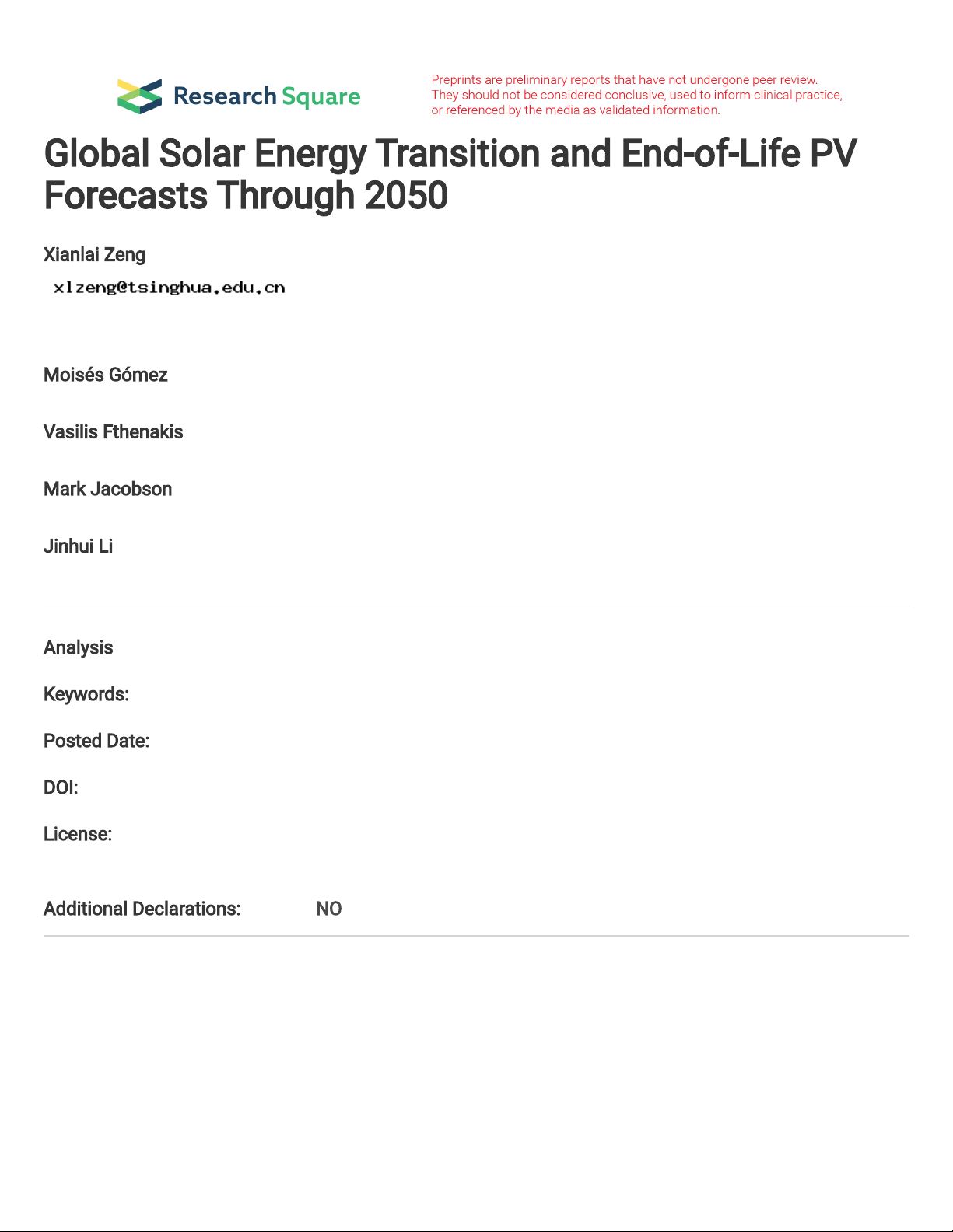 Global Solar Energy Transition and End-of-Life PV Forecasts Through 2050