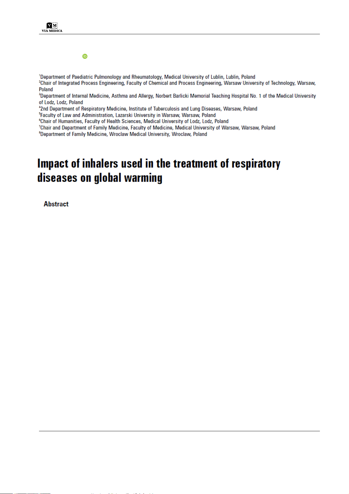 Impact of inhalers used in the treatment of respiratory diseases on global warming