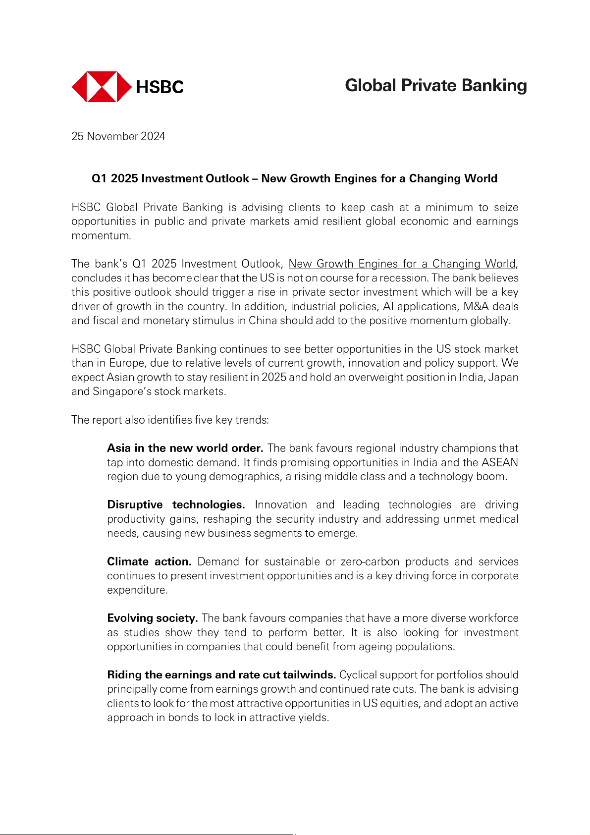 Q1 2025 Investment Outlook – New Growth Engines for a Changing World