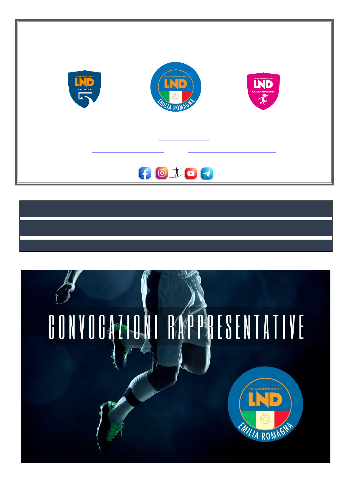 CONVOCAZIONI RAPPRESENTATIVE