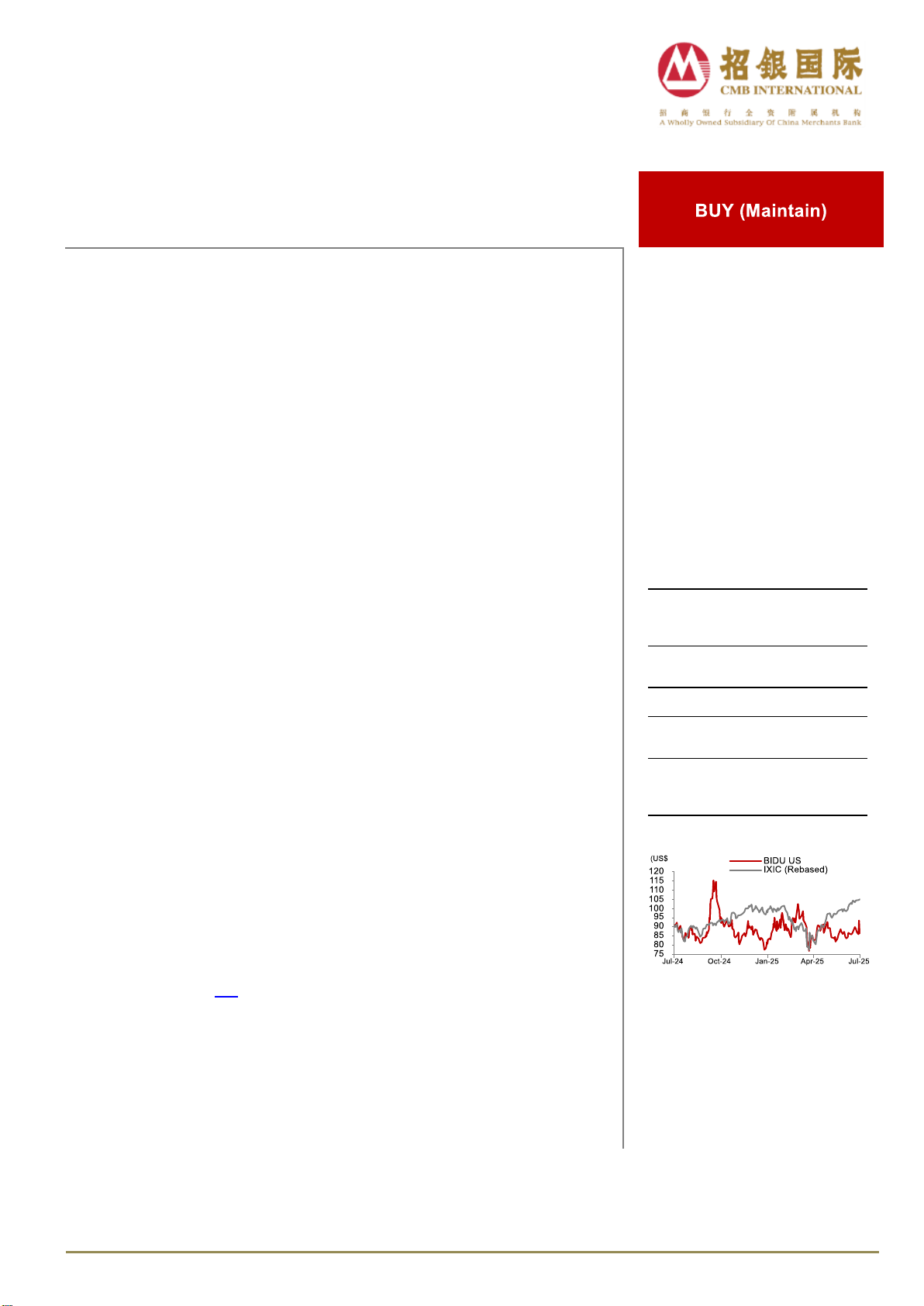Baidu (BIDU US) Improvement in fundamentals still takes time while new business on solid expansion track