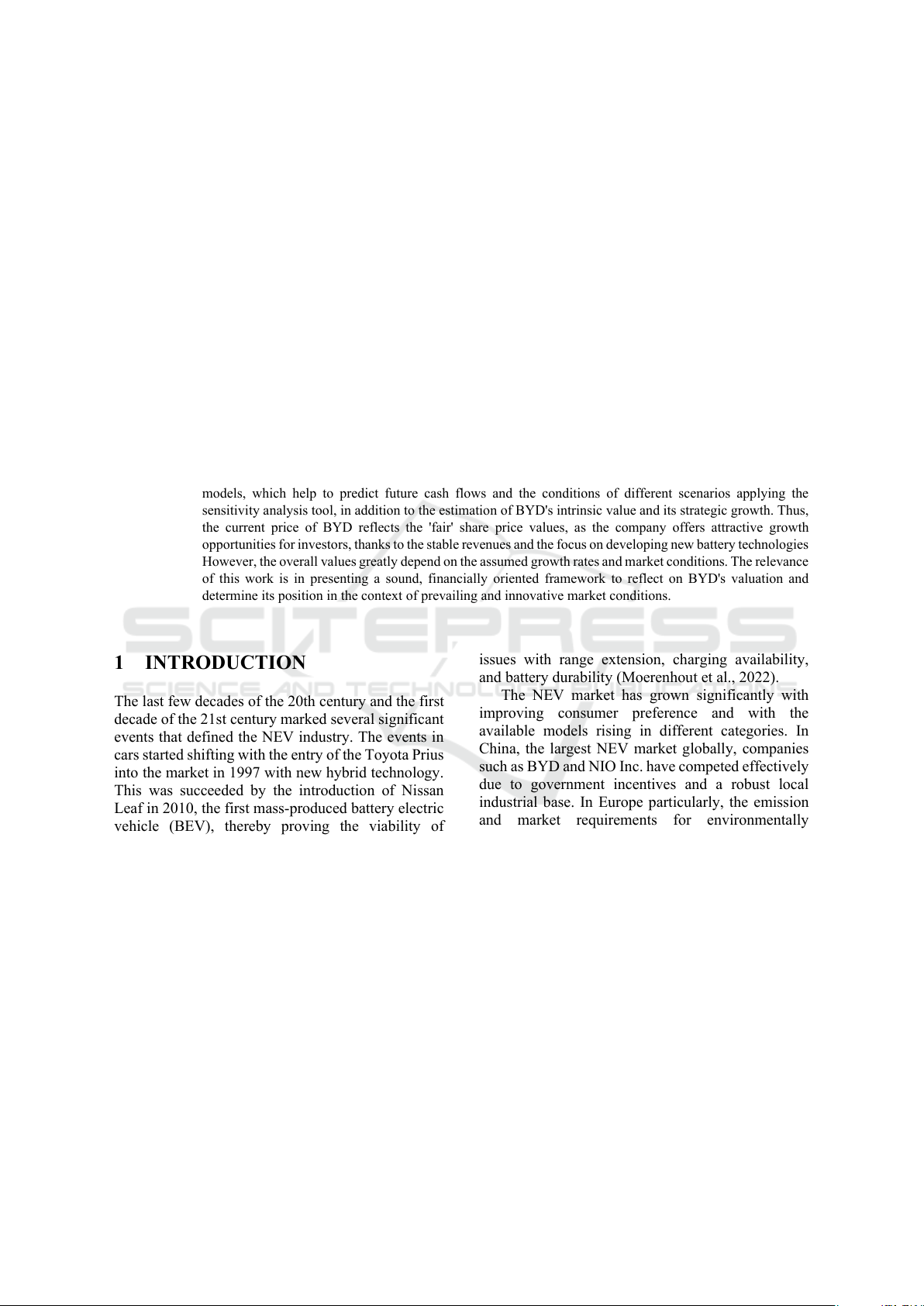 Valuation of New Energy Vehicle Companies: A Study on BYD Utilizing Discounted Cash Flow Model
