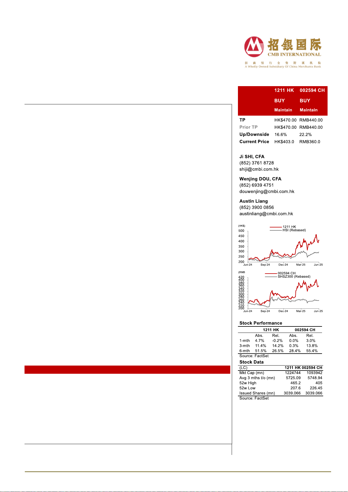 BYD (1211 HK/002594 CH) Key takeaways from AGM