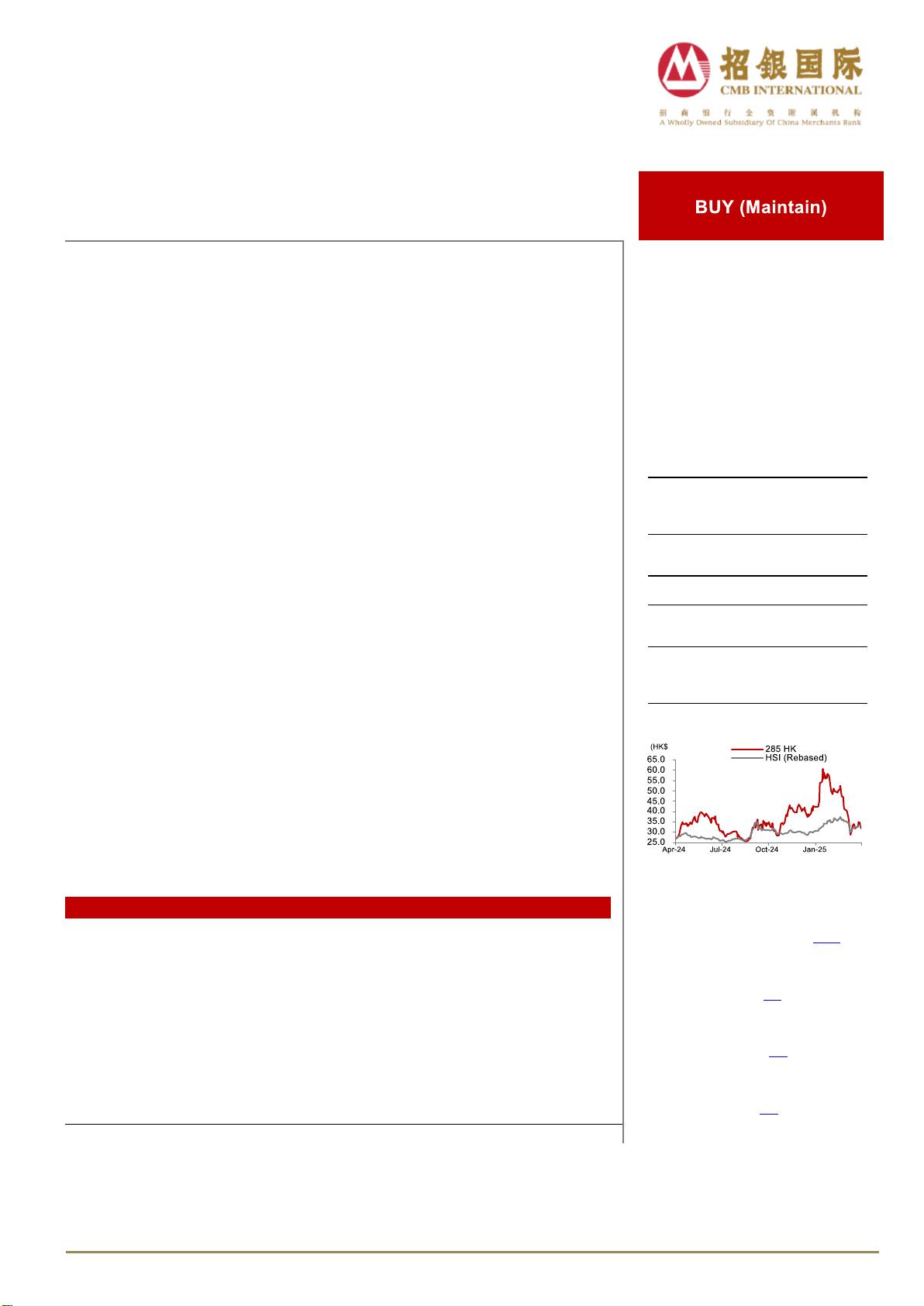 BYDE (285 HK) 1Q25 earnings flat YoY; 2025 positive outlook backed by auto/AI and limited tariff impact