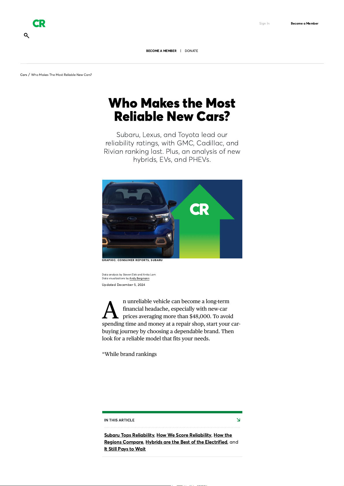 Who Makes the Most Reliable New Cars? - Consumer Reports