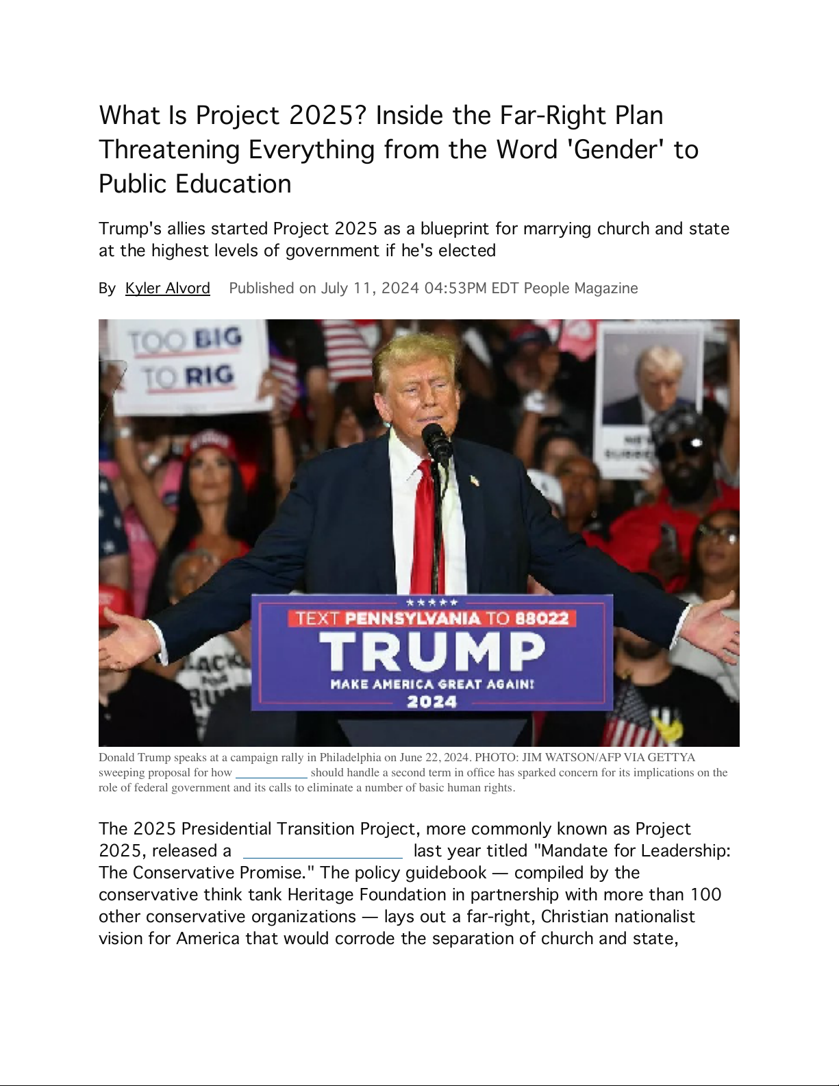 What Is Project 2025? Inside the Far-Right Plan Threatening Everything from the Word 'Gender' to Public Education