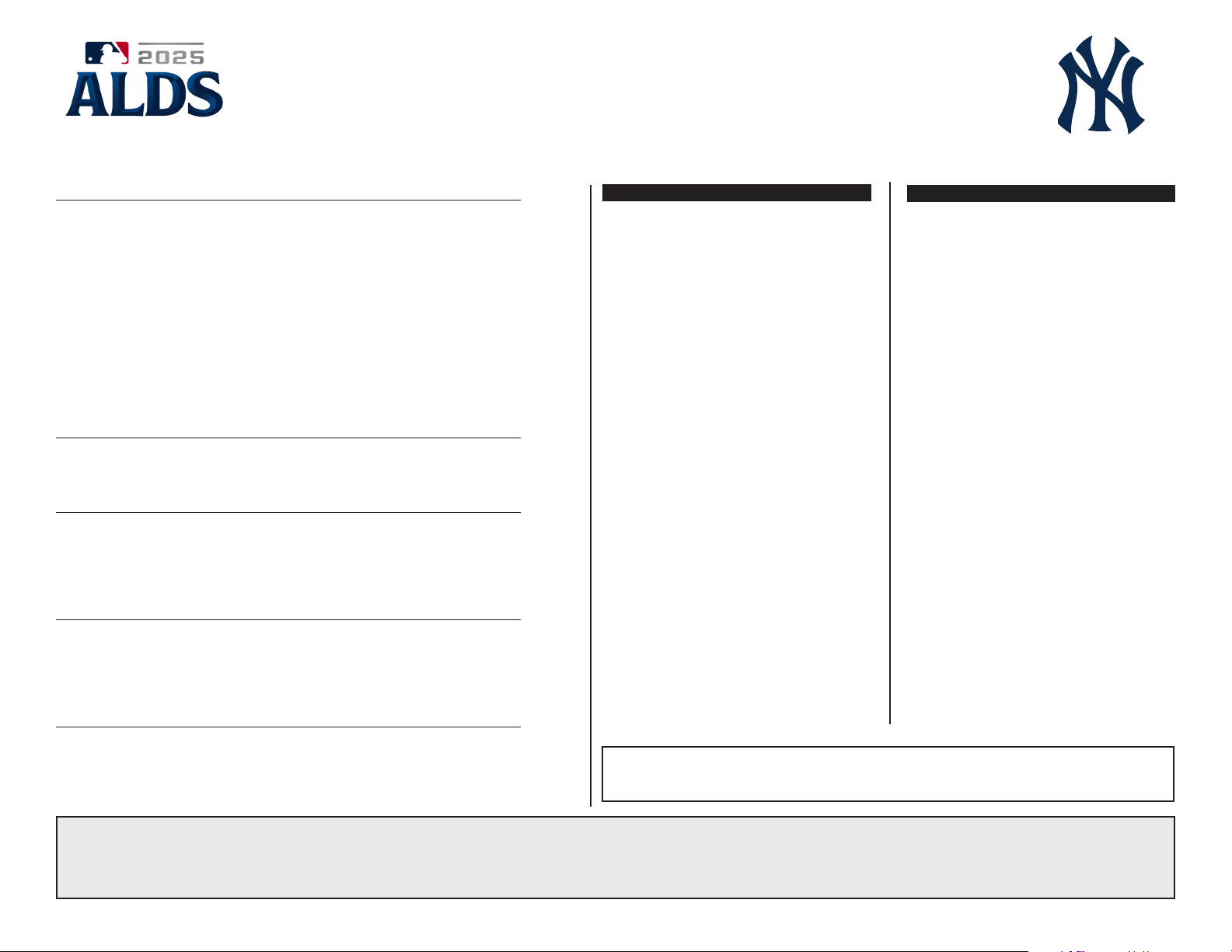 2025 New York Yankees American League Division Series Roster