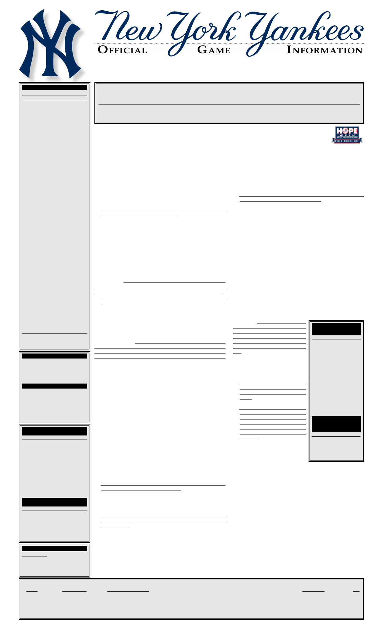 New York Yankees Official Game Information