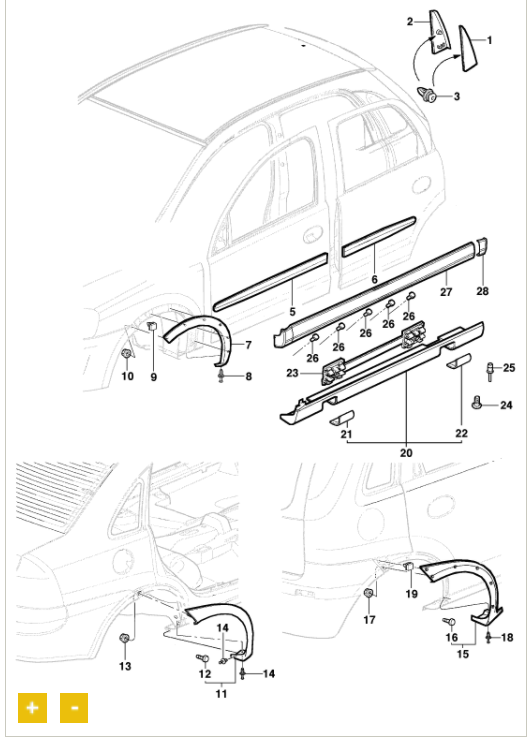 Moldura da abertura da roda traseira - GM - 93396134