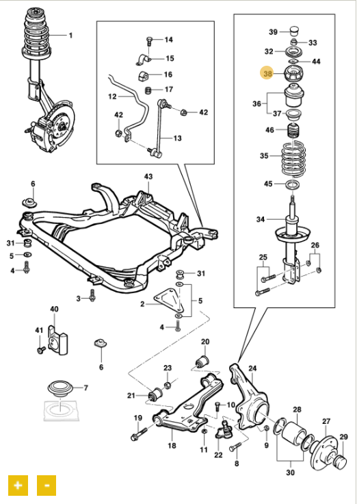 Coxim da suspensão dianteira - GM - 90538936