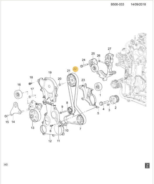 Correia de distribuição do motor - GM - 12625215
