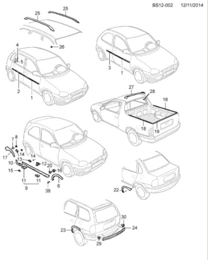 Moldura da caixa roda roda traseira - GM - 52035978