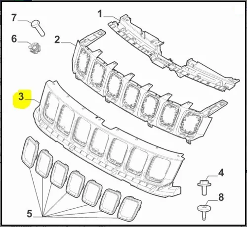 Grade dianteira - JEEP - 53224835