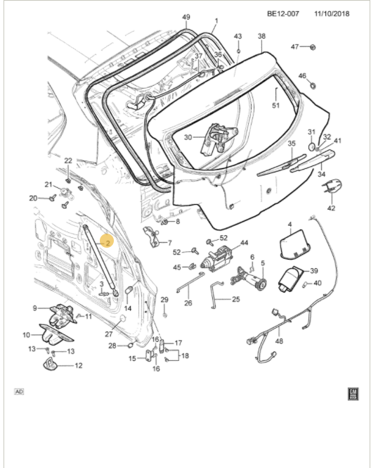 Amortecedor da tampa traseira - GM - 52085132