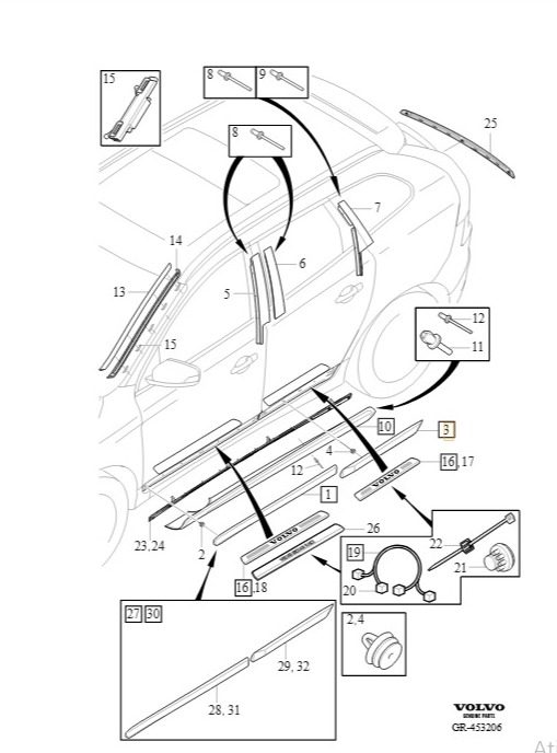 Moldura de acabamento da porta traseira - VOLVO - 39821519