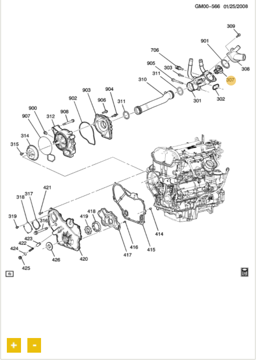 Termostato do motor com saída de água - GM - 12622410