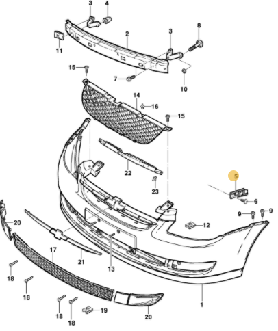 Suporte esquerdo do parachoque dianteiro - GM - 93397921