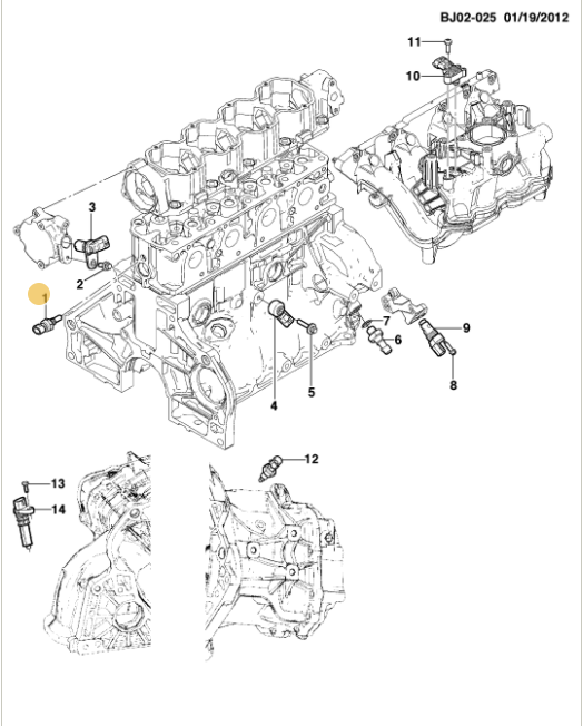 Sensor de temperatura do líquido de arrefecimento do motor - GM - 25186240
