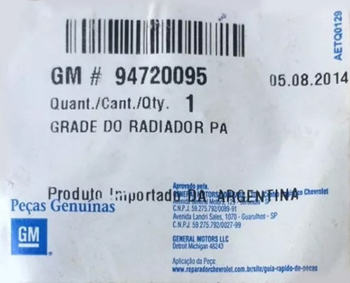 Grade dianteira - GM - 94720095