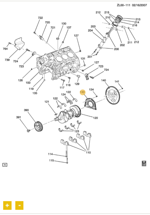 Vedador traseiro do virabrequim - GM - 12591866