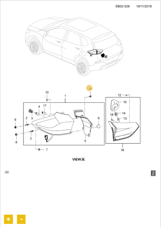 Parafuso da lanterna traseira - GM - 11570499