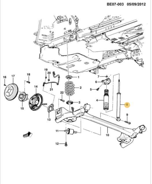 Amortecedor traseiro - GM - 52052307