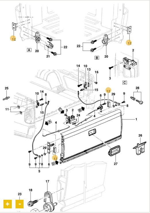 Coxim da tampa da caçamba - GM - 93258297
