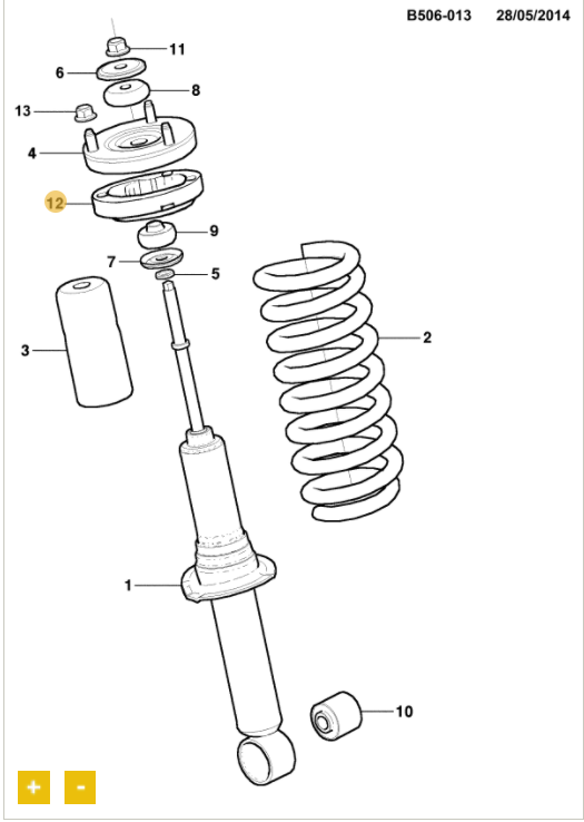 Isolador superior da mola dianteira esquerda - GM - 52066553
