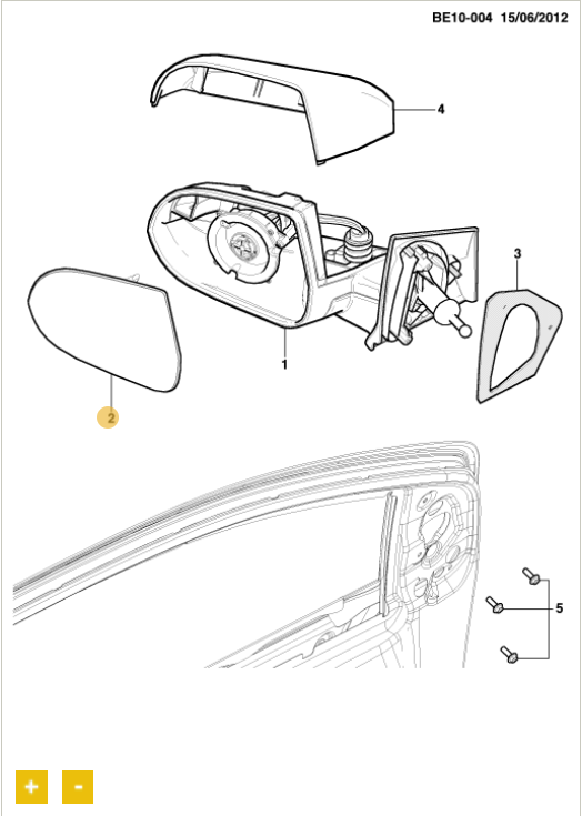 Vidro do espelho retrovisor externo direito - GM - 94751888
