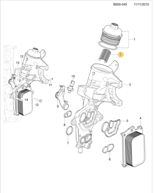 Vedador do radiador de óleo do motor - GM - 12628104
