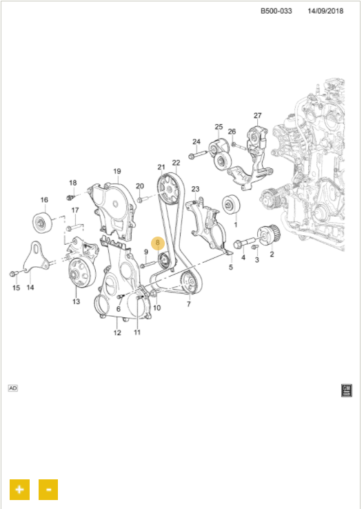 Tensionador da correia de distribuição - GM - 12644510