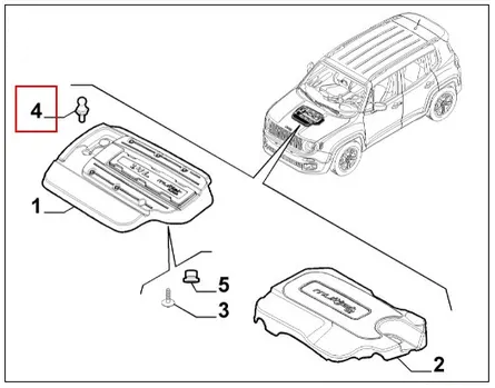 Pino de fixação da tampa do motor - JEEP - 55250130