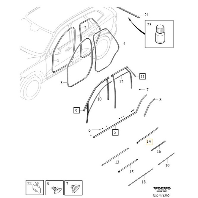 Moldura de acabamento da porta traseira - VOLVO - 31108871
