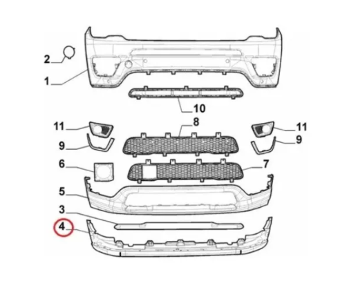 Saia do parachoque dianteiro - JEEP - 53418947